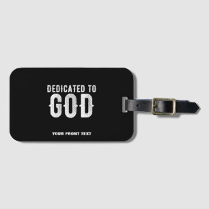 DEDICATED TO GOD COOL  WHITE TEKST BAGAGELABEL