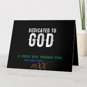 DEDICATED TO GOD COOL  WHITE TEKST BEDANKKAART