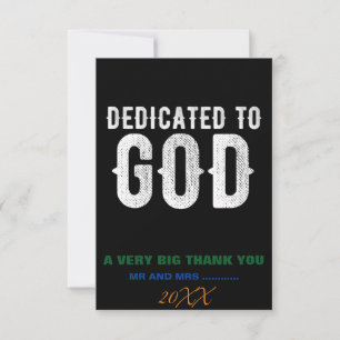 DEDICATED TO GOD COOL  WHITE TEKST BEDANKKAART