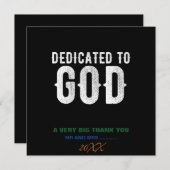 DEDICATED TO GOD COOL  WHITE TEKST BEDANKKAART (Voorkant / Achterkant)