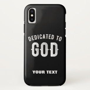 DEDICATED TO GOD  COOL WHITE TEKST iPhone X HOESJE