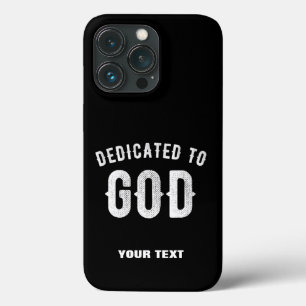 DEDICATED TO GOD  COOL WHITE TEKST iPhone 13 PRO HOESJE
