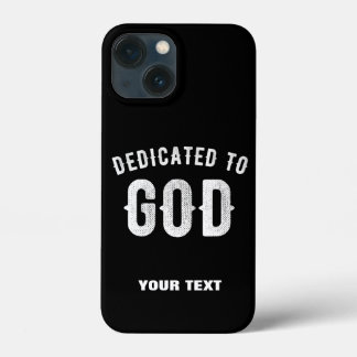 DEDICATED TO GOD COOL WHITE TEKST iPhone 13 MINI HOESJE