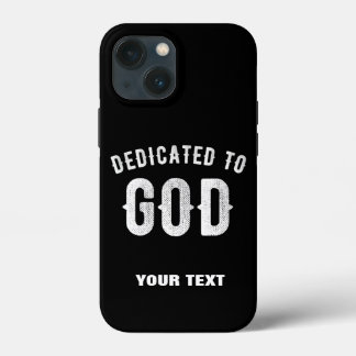 DEDICATED TO GOD COOL WHITE TEKST iPhone 13 MINI HOESJE