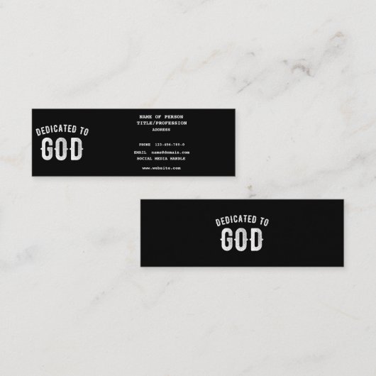 DEDICATED TO GOD COOL WHITE TEKST CONTACTKAARTJE (Voorkant / Achterkant)