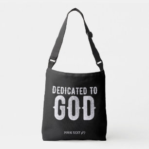DEDICATED TO GOD COOL WHITE TEKST CROSSBODY TAS