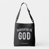 DEDICATED TO GOD COOL WHITE TEKST CROSSBODY TAS (Achterkant)