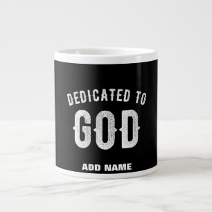 DEDICATED TO GOD COOL WHITE TEKST EXTRA GROTE BEKER