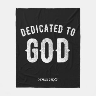 DEDICATED TO GOD COOL WHITE TEKST FLEECE DEKEN