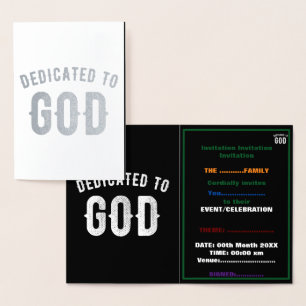 DEDICATED TO GOD COOL WHITE TEKST FOLIE KAARTEN