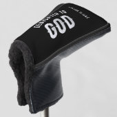 DEDICATED TO GOD COOL WHITE TEKST GOLFHEADCOVER (3/4 voorkant)