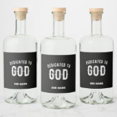DEDICATED TO GOD  COOL WHITE TEKST LIKEURFLES ETIKET (Flessen)