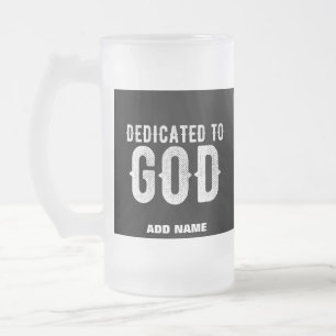 DEDICATED TO GOD COOL  WHITE TEKST MATGLAS BIERPUL