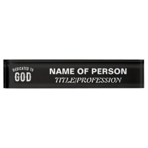DEDICATED TO GOD COOL WHITE TEKST NAAMBORDJE