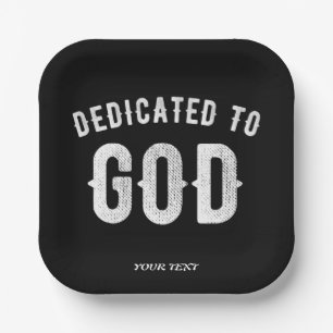 DEDICATED TO GOD COOL WHITE TEKST PAPIEREN BORDJE