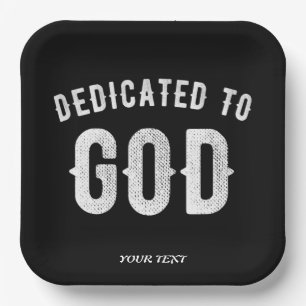 DEDICATED TO GOD COOL WHITE TEKST PAPIEREN BORDJE