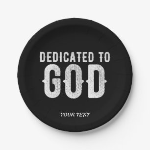 DEDICATED TO GOD COOL WHITE TEKST PAPIEREN BORDJE