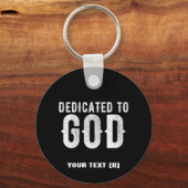 DEDICATED TO GOD COOL  WHITE TEKST SLEUTELHANGER (Achterkant)