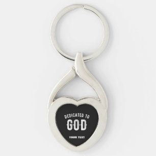 DEDICATED TO GOD COOL WHITE TEKST SLEUTELHANGER