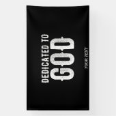 DEDICATED TO GOD COOL WHITE TEKST SPANDOEK (Verticaal)
