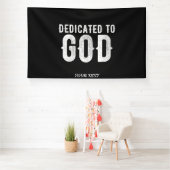 DEDICATED TO GOD COOL WHITE TEKST SPANDOEK (Insitu)
