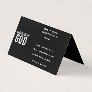 DEDICATED TO GOD COOL WHITE TEKST VISITEKAARTJES