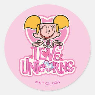 Dee Dee - I Love Unicorns Ronde Sticker