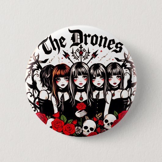 DEE DRONES Donker Ronde Button 5,7 Cm (Voorkant)