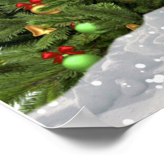 Dee en forêt avec sapin de Noël Poster des Fêtes (Coin)