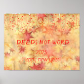 Deeds not word happy new year poster (Devant)