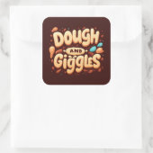 Deeg en giechels vierkante sticker (Tas)