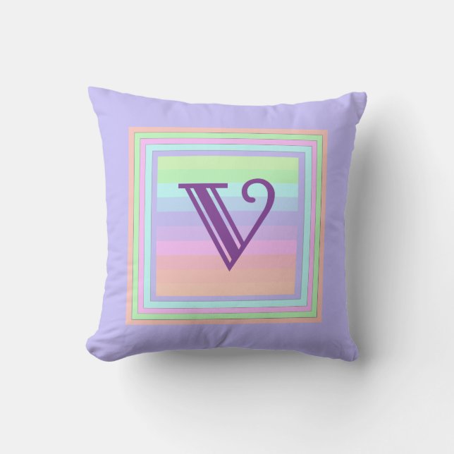  deegelmonogram V Square Pillow Kussen (Voorkant)