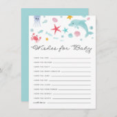 Deegwaren onder het Zee Baby shower wenst Baby Informatiekaartje (Voorkant / Achterkant)