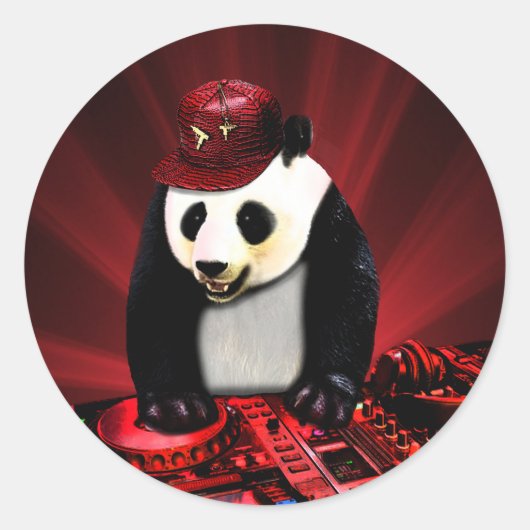 Deejay panda ronde sticker (Voorkant)