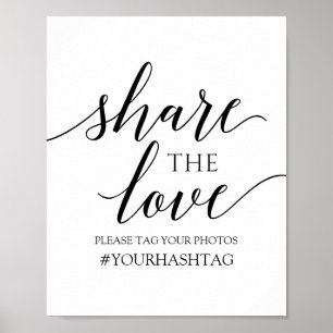Deel de Liefde Bord Romantische kalligrafie -Zwa Poster