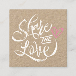 Deel de liefde bruin kraft wit script typografie aanbevelingskaartje