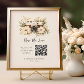 Deel de Liefde Camera Wedding QR Code Poster