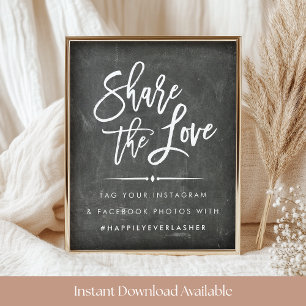 Deel de Liefde   Chalkboard Wedding Hashtag Poster