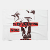 Deel de liefde: een glas Valentijn Vredeskunst Theedoek (Horizontaal)