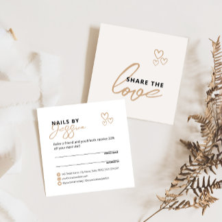 Deel de Liefde Elegante Crème Script Typografie Aanbevelingskaartje