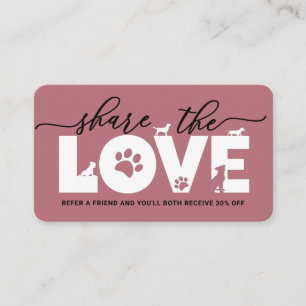 Deel de Liefde Pet Services Aanbevelingskaartje