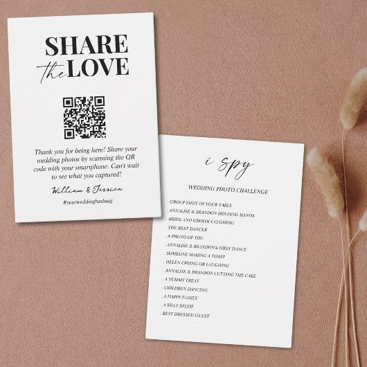 Deel de liefde QR code bruiloft foto delen Informatiekaartje
