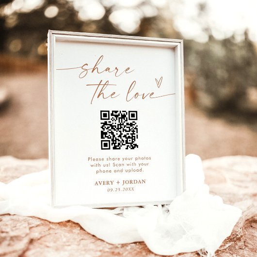 Deel de Liefde QR Code Bruiloft Fotobord Poster