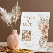 Deel de Liefde QR Code Elegante Kalligrafie Rustie Reclamebord Met Voetstuk