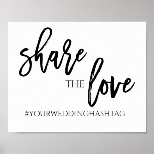 Deel de Liefde Trouw Hashtag Bord 21x26,5cm Zw Poster