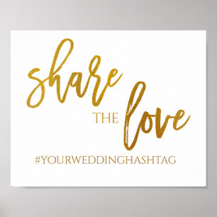 Deel de Liefde Trouwbord 8 x 10 Goud Folie Poster