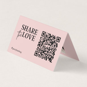 Deel de Liefde Trouwfoto's QR Code Roze blush Visitekaartjes