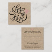 Deel de liefdesbruine kraft zwarte scripttypografi aanbevelingskaartje (Voorkant / Achterkant)