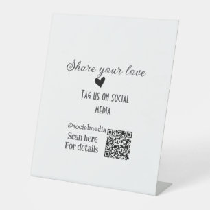 Deel de love scan QR-code en voeg sociale details  Reclamebord Met Voetstuk