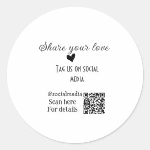 Deel de love scan QR-code en voeg sociale details Ronde Sticker